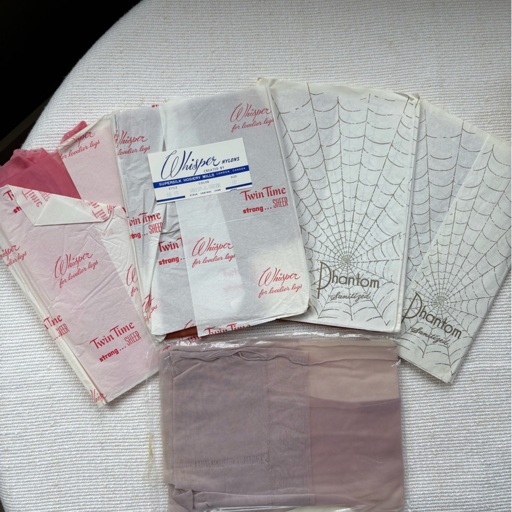 5 pairs of Vintage Nylons in Packages Whisper and Phantom Brand